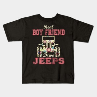 Real Boy Friend Drive Jeeps Cute Flower Jeep Floral Jeeps Women/Kid Jeep Lover Jeep Girl Kids T-Shirt